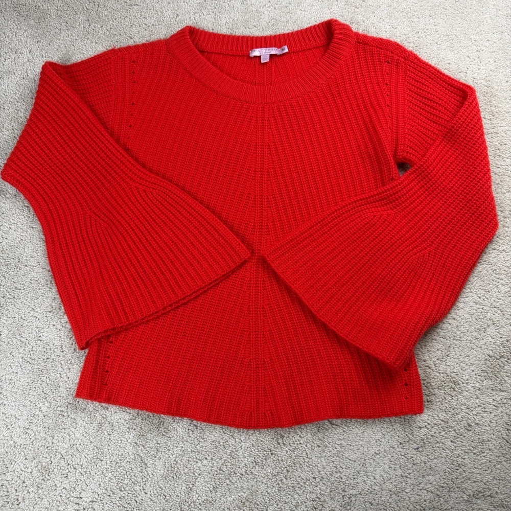 Calypso St Barth Red‎ 100% Cashmere Bell Sleeve Sweater Size M Quiet Luxury